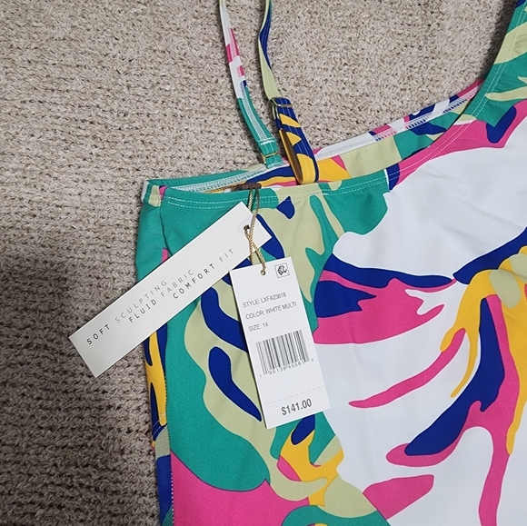 NWT Beyond Control Colorful One Shoulder One Piece Swimsuit Size 14 - Picture 10 of 10
